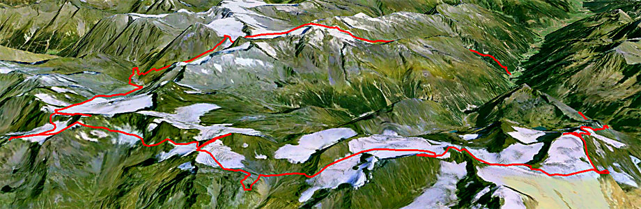 Route entlang des Stubaier Hauptkamms